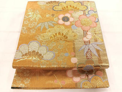 平和屋着物◎六通柄袋帯　松竹梅　金糸　正絹　逸品　AAAM8674yx