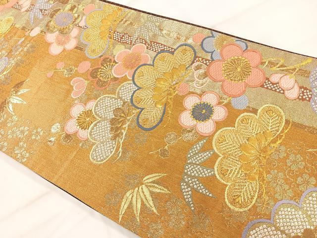 平和屋着物◎六通柄袋帯　松竹梅　金糸　正絹　逸品　AAAM8674yx