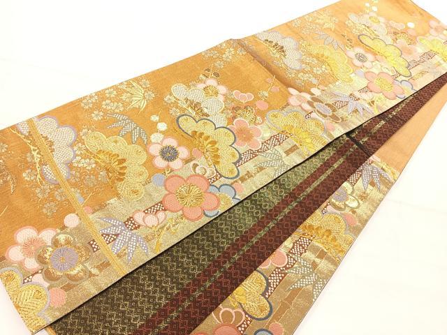 平和屋着物◎六通柄袋帯　松竹梅　金糸　正絹　逸品　AAAM8674yx