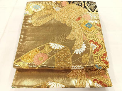 平和屋着物◎六通柄袋帯 華淑女 金糸 鈴乃屋扱い 正絹 逸品 AAAM8742yx