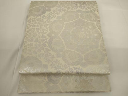 平和屋着物◎六通柄袋帯 正倉院花文 銀糸 正絹 逸品 AAAM9570jx