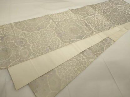 平和屋着物◎六通柄袋帯 正倉院花文 銀糸 正絹 逸品 AAAM9570jx