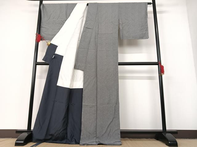 平和屋着物●江戸小紋　鮫小紋柄　黒地　正絹　逸品　未使用　AAAN0631ph