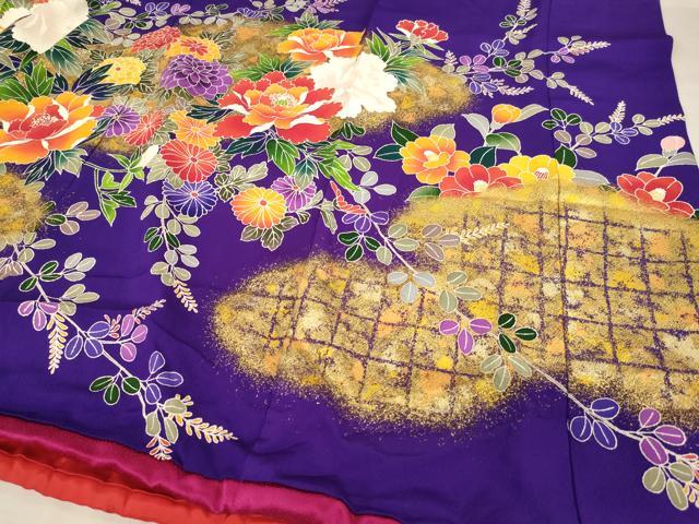 平和屋着物●お引きずり・お引き摺り・引き振袖　和装　結婚式　舞妓　芸妓　芸者　衣装　駒刺繍　草花文　金彩　逸品　AAAN0789ja
