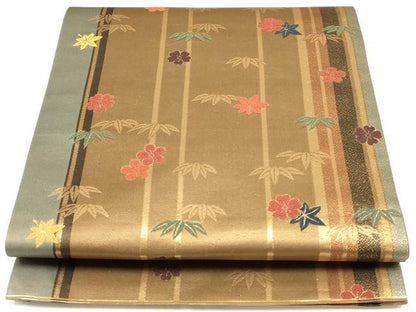 平和屋着物◎六通柄袋帯 花間道 松竹梅 金糸 正絹 逸品 AAAN0866ru