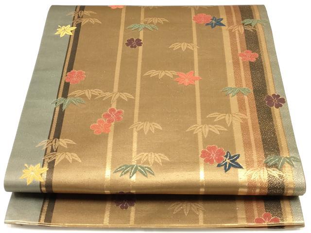 平和屋着物◎六通柄袋帯 花間道 松竹梅 金糸 正絹 逸品 AAAN0866ru
