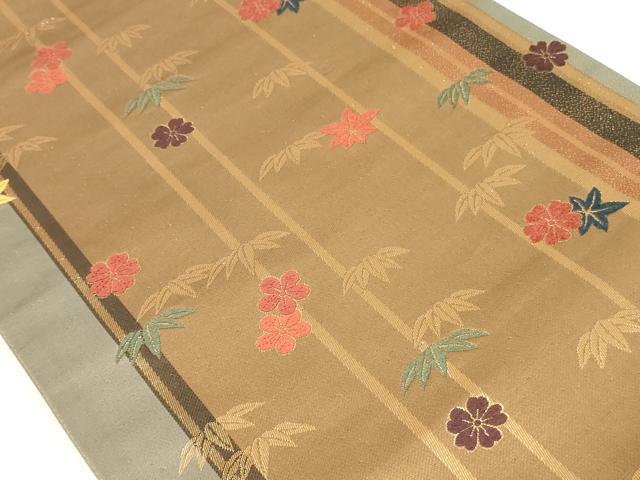 平和屋着物◎六通柄袋帯 花間道 松竹梅 金糸 正絹 逸品 AAAN0866ru