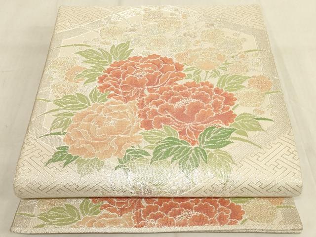 平和屋着物◎佐賀錦 六通柄袋帯 天井草花文 金銀糸 正絹 逸品 AAAN0885ru