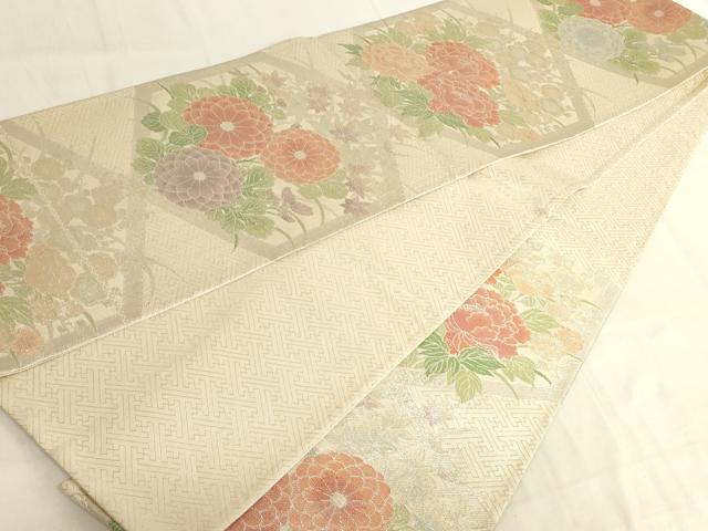 平和屋着物◎佐賀錦 六通柄袋帯 天井草花文 金銀糸 正絹 逸品 AAAN0885ru