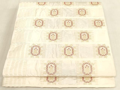 平和屋着物◎六通柄袋帯 飾花格子文 金糸 正絹 逸品 AAAN0887ru