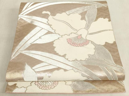 平和屋着物◎六通柄袋帯 唐織 草花文 金銀糸 正絹 逸品 AAAN0891ru