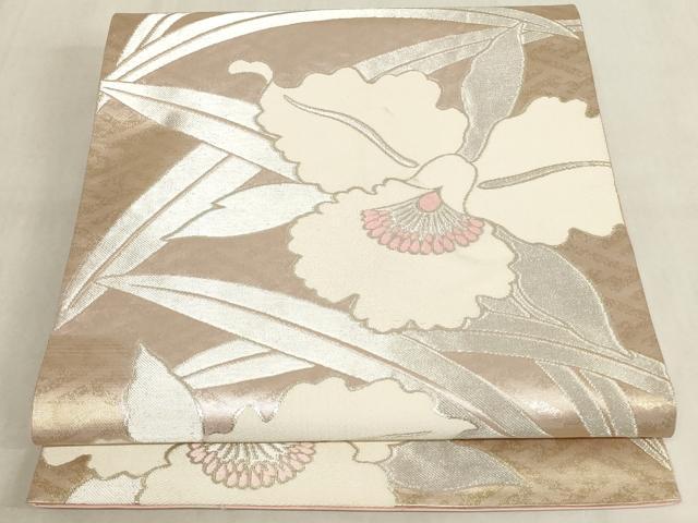 平和屋着物◎六通柄袋帯 唐織 草花文 金銀糸 正絹 逸品 AAAN0891ru