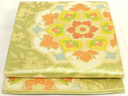 平和屋着物◎佐賀錦 六通柄袋帯 正倉院花文 金糸 正絹 逸品 AAAN0892ru