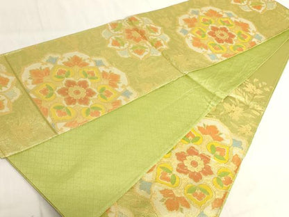 平和屋着物◎佐賀錦 六通柄袋帯 正倉院花文 金糸 正絹 逸品 AAAN0892ru
