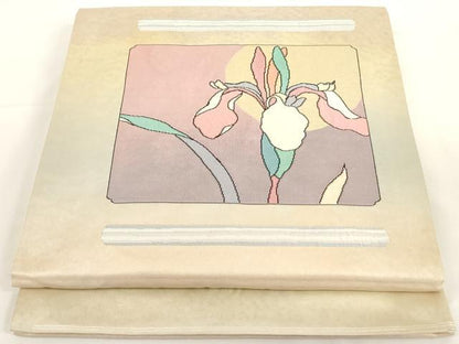 平和屋着物◎六通太鼓柄袋帯 色紙草花文 金銀糸 正絹 逸品 AAAN0916ru