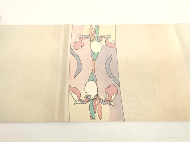 平和屋着物◎六通太鼓柄袋帯 色紙草花文 金銀糸 正絹 逸品 AAAN0916ru