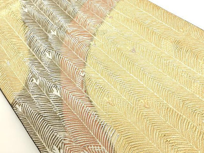 平和屋着物◎六通柄袋帯　枝葉文　松彩錦　金銀糸　正絹　逸品　AAAN1165ru