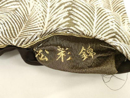 平和屋着物◎六通柄袋帯　枝葉文　松彩錦　金銀糸　正絹　逸品　AAAN1165ru