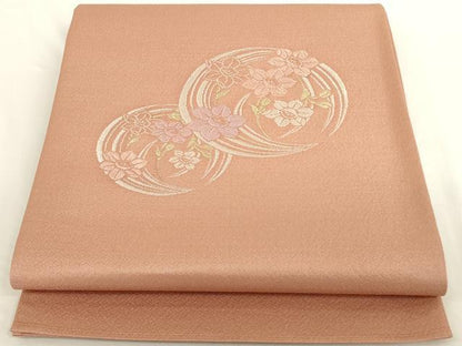 平和屋着物◎太鼓柄袋帯 すいせん 銀糸 正絹 逸品 AAAN1166ru