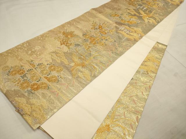 平和屋着物◎六通柄袋帯 佳彩絢麗 鳳凰花文 金糸 正絹 逸品 AAAN1415tm