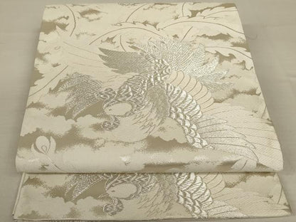 平和屋着物◎六通柄袋帯 鳳凰文 銀糸 正絹 逸品 AAAN1469tm