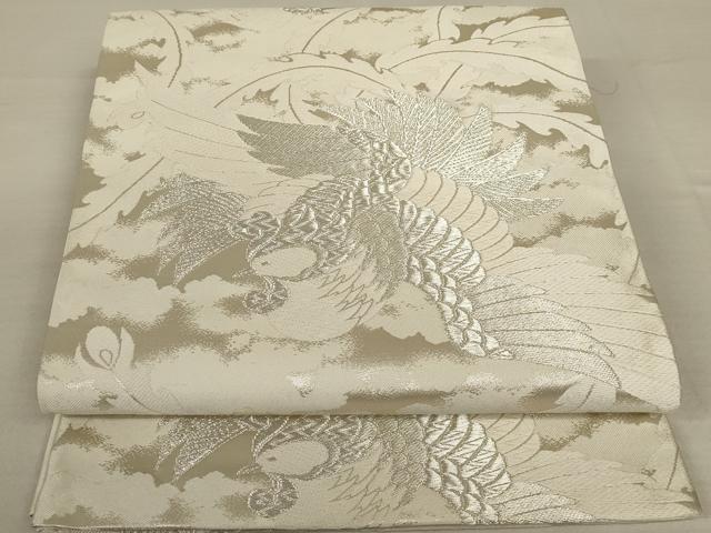 平和屋着物◎六通柄袋帯 鳳凰文 銀糸 正絹 逸品 AAAN1469tm