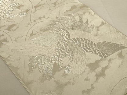 平和屋着物◎六通柄袋帯 鳳凰文 銀糸 正絹 逸品 AAAN1469tm