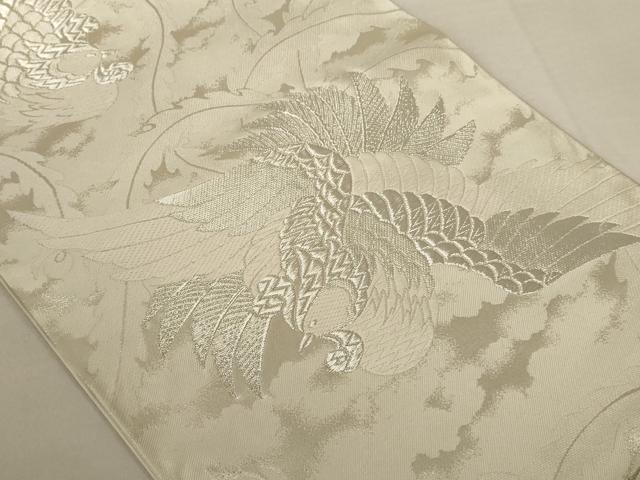 平和屋着物◎六通柄袋帯 鳳凰文 銀糸 正絹 逸品 AAAN1469tm