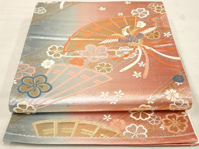平和屋着物◎六通柄袋帯 鳳凰花文 金銀糸 正絹 逸品 AAAN1494tm