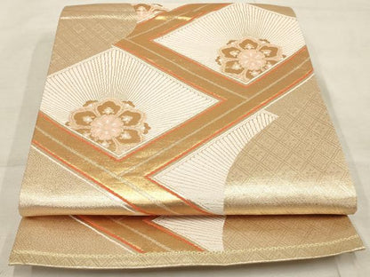 平和屋着物◎六通柄袋帯 正倉院花文 金糸 正絹 逸品 AAAN1495tm