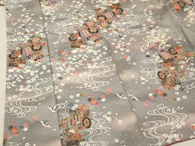 平和屋着物■上質な小紋 飛鶴御所車花文 金彩 正絹 逸品 AAAN2138cg