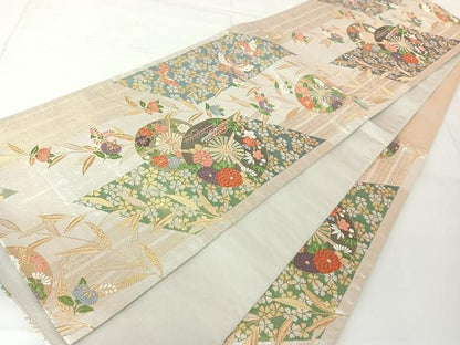平和屋着物◎六通柄袋帯 吉祥花蝶文 金銀糸 正絹 逸品 AAAN2186jh