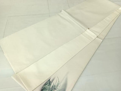 平和屋着物◎太鼓柄袋帯 手描き 風景文 銀糸 正絹 逸品 AAAN2188jh