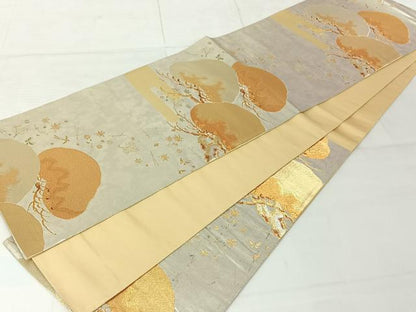平和屋着物◎六通柄袋帯 吉祥花鳥文 金銀糸 正絹 逸品 AAAN2191jh