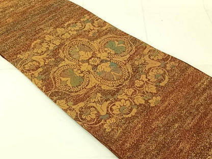 平和屋着物◎六通太鼓柄袋帯 更紗花文 金糸 正絹 逸品 AAAN2200jh