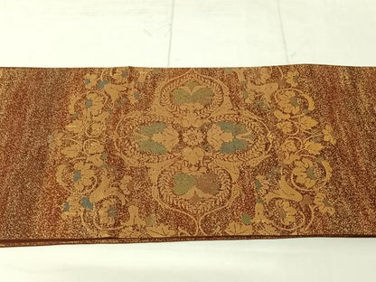 平和屋着物◎六通太鼓柄袋帯 更紗花文 金糸 正絹 逸品 AAAN2200jh