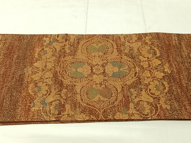 平和屋着物◎六通太鼓柄袋帯 更紗花文 金糸 正絹 逸品 AAAN2200jh
