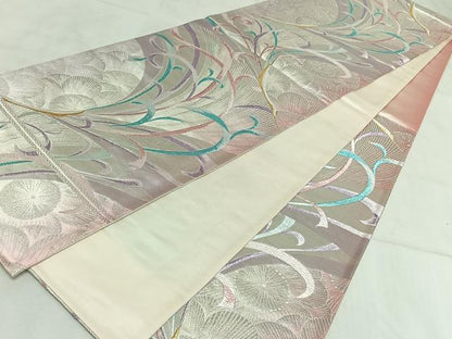 平和屋着物◎六通柄袋帯　唐織　来夢来人　孔雀文　金銀糸　正絹　逸品　AAAN2234jh