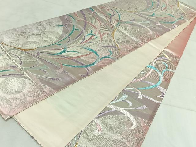 平和屋着物◎六通柄袋帯　唐織　来夢来人　孔雀文　金銀糸　正絹　逸品　AAAN2234jh