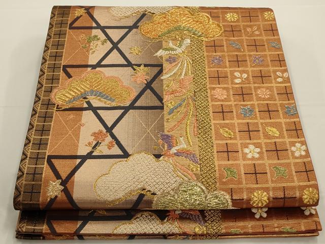平和屋着物◎六通柄袋帯 香織錦 金糸 正絹 逸品 AAAN2274ou