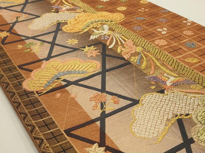 平和屋着物◎六通柄袋帯 香織錦 金糸 正絹 逸品 AAAN2274ou