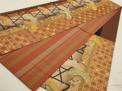 平和屋着物◎六通柄袋帯 香織錦 金糸 正絹 逸品 AAAN2274ou