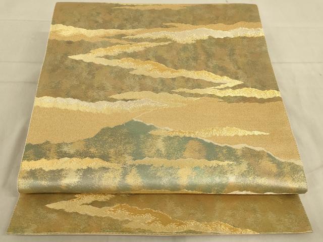 平和屋着物◎六通柄袋帯 風景文 金糸 正絹 逸品 AAAN2316ou