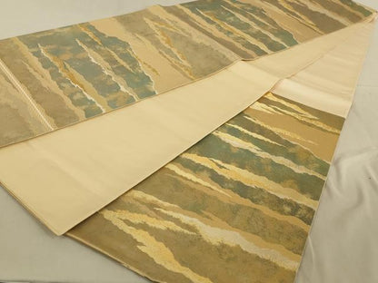 平和屋着物◎六通柄袋帯 風景文 金糸 正絹 逸品 AAAN2316ou