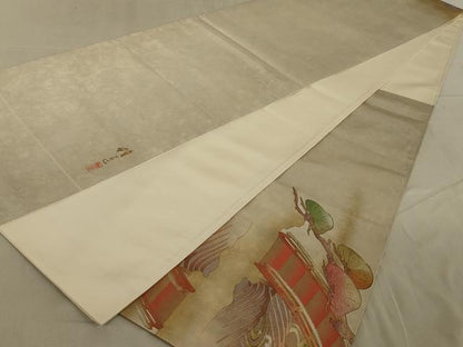 平和屋着物◎六通太鼓柄袋帯　作家物　枝松文　金銀彩　引箔　正絹　逸品　AAAN2327ou
