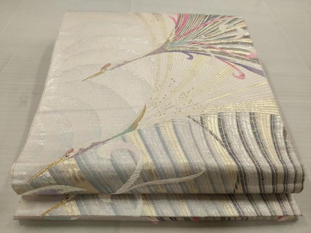 平和屋着物◎太鼓柄袋帯　唐織　飛鶴文　金銀糸　正絹　逸品　AAAN3240tg