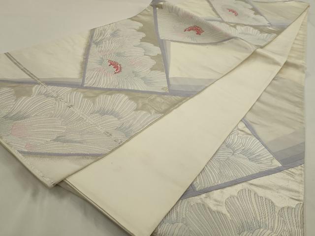平和屋着物◎六通柄袋帯　唐織　舞花文　銀糸　正絹　逸品　AAAN3243tg