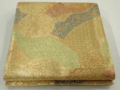 平和屋着物◎佐賀錦 両面六通柄袋帯 正倉院花文 金銀糸 正絹 逸品 AAAN3255tg