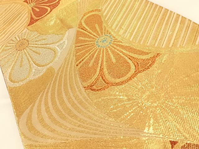 平和屋着物◎六通柄袋帯　舞花文　金銀糸　正絹　逸品　AAAN3277wt