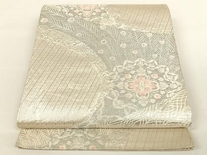 平和屋着物◎六通柄袋帯 正倉院孔雀羽文 銀糸 正絹 逸品 AAAN3290wt
